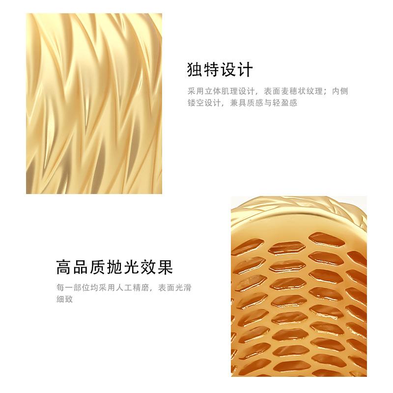 Popular rhombus texture ring copper gold-plated hollow premium element ring bread ring accessories
