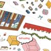 New Warm Little Nest Series Miniature Landscape Sticker PET Large Size Cabin Scene Sticker Stress Relief DIY Toy Game Stickers