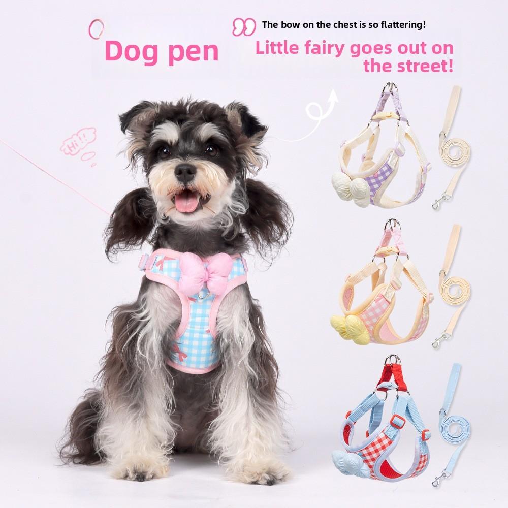 Pet Dog Harness With Bowknot Soft Comfortable No Pull For Small Medium Large Dogs