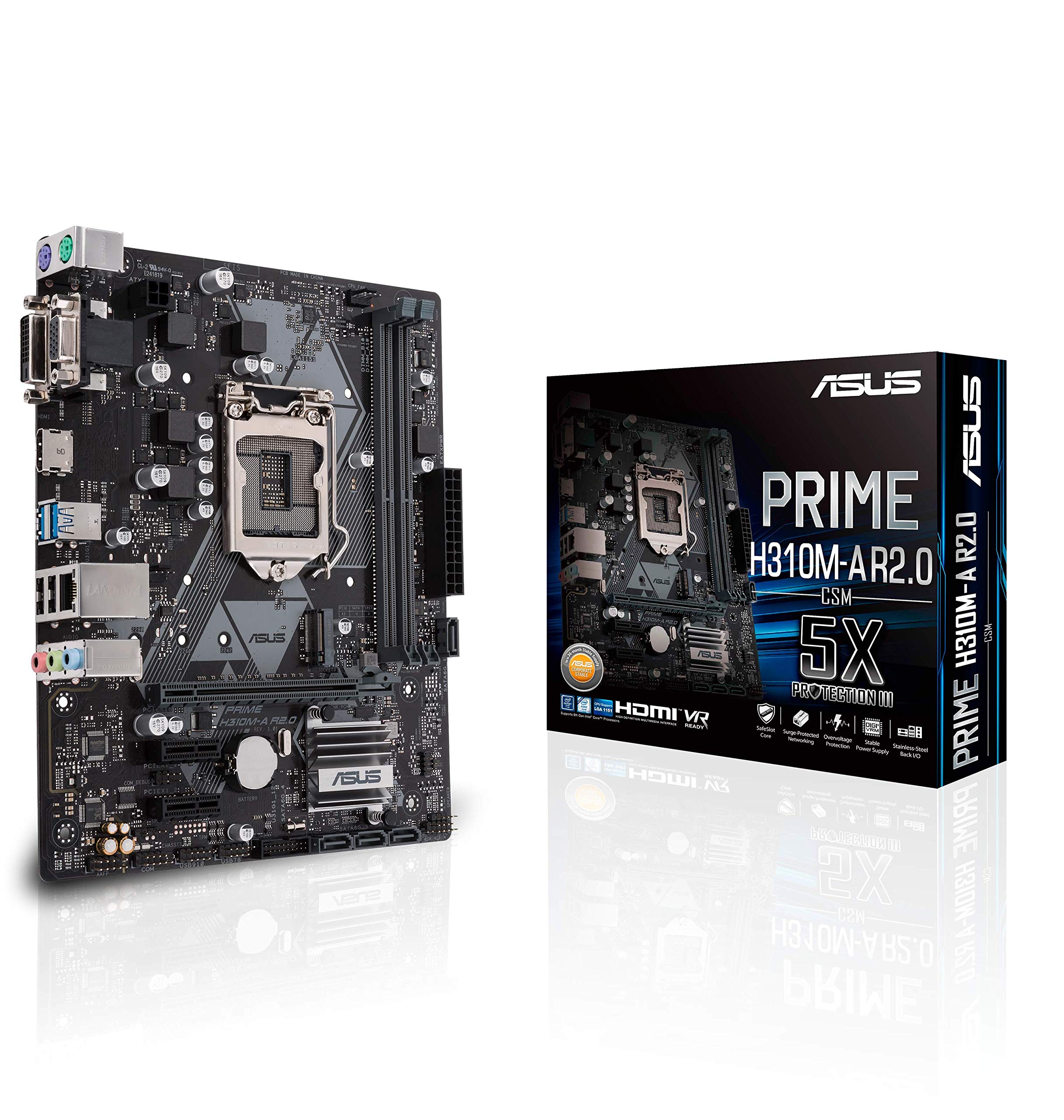 

ASUS Intel H310 Motherboard, LGA 1151 Compatible, PRIME H310M-A R2.0, DDR4 2666MHz, SATA 6Gbps [mATX]