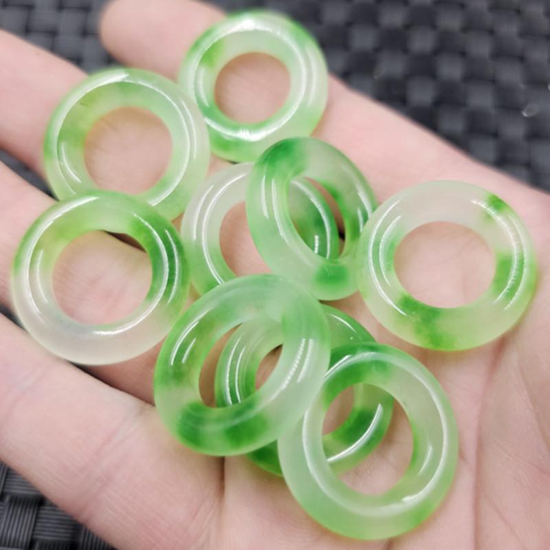 Emerald Jade Flower Ring & Pendant Set: Large Hole Jade Buckle for Bracelet, Necklace, or Earrings.