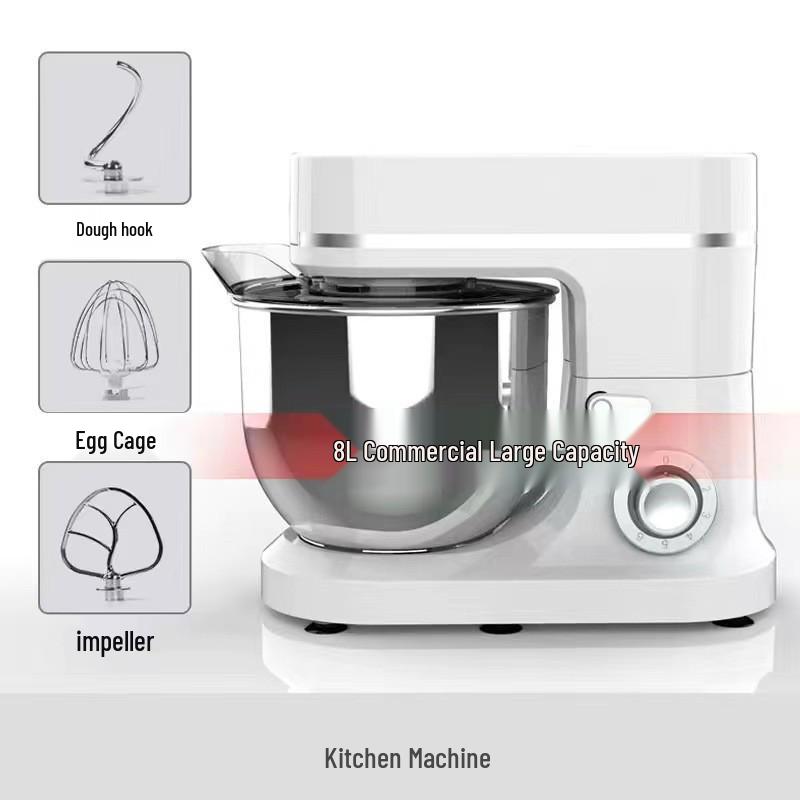 8L Multifunktionale Küchenmaschine: Teigmischer, Eierschläger, Fleischwolf