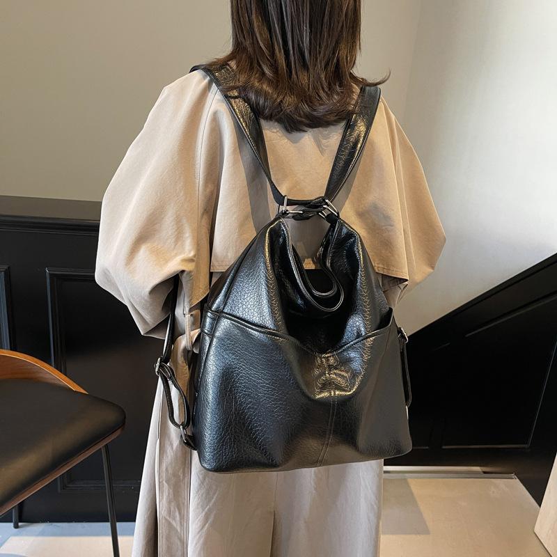 New Soft Leather Texture Armpit Bag High Capacity Women Backpack Versatile Commute Shoulder Tote Bag