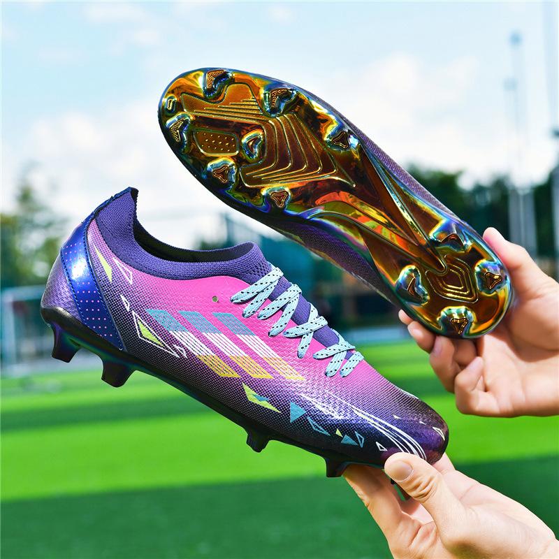 Colorful Electroplated Bottom Couple Teen Student Game Training TPU Seamless Low-top Football Shoes
