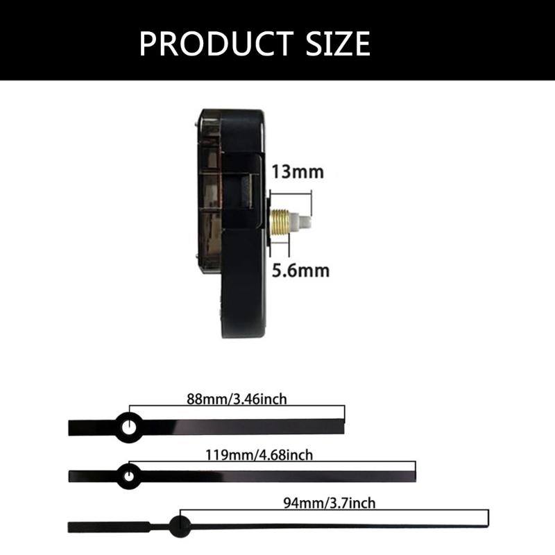 Quiet Quartzs Clock Movement Mechanism with Long Shaft Thread Motor and Metal Hands Kits for Clock Crafting Projects