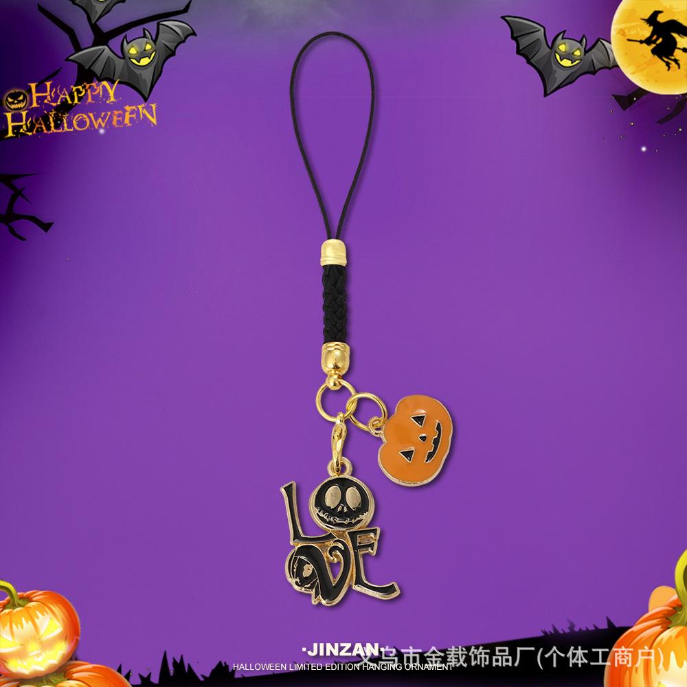 Halloween Skull & Ghost Pumpkin Keychain Ornament