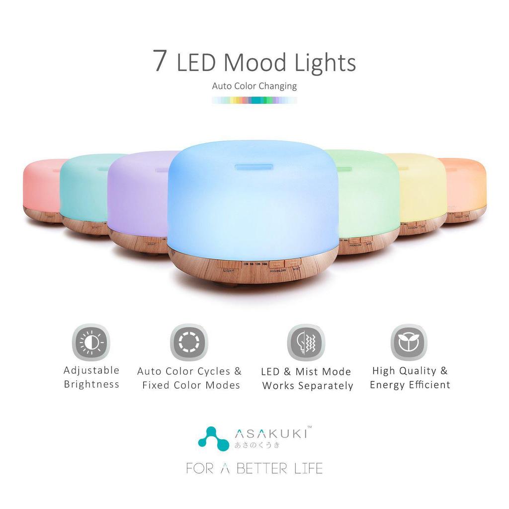 MUJI 500ML Wood Grain Aroma Diffuser & Air Purifier - 5V USB Humidifier for Home