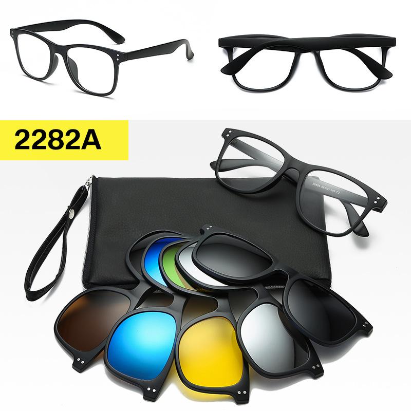 Polarized Magnetic Clip-on Sunglasses Set: Unisex TR Frame Prescription Eyeglass & Sunglasses Combo