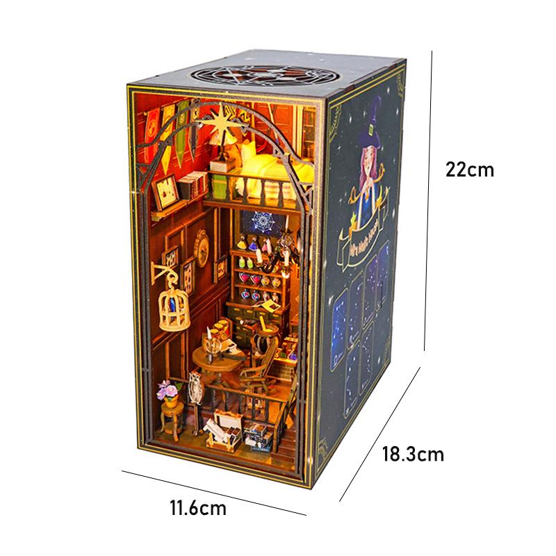 

Bookshelf Set Wooden Doll House DIY Book Nook Kit 3D Puzzle Bookshelf Insert Decor With LED Light Dollhouse Model Birthday Gifts