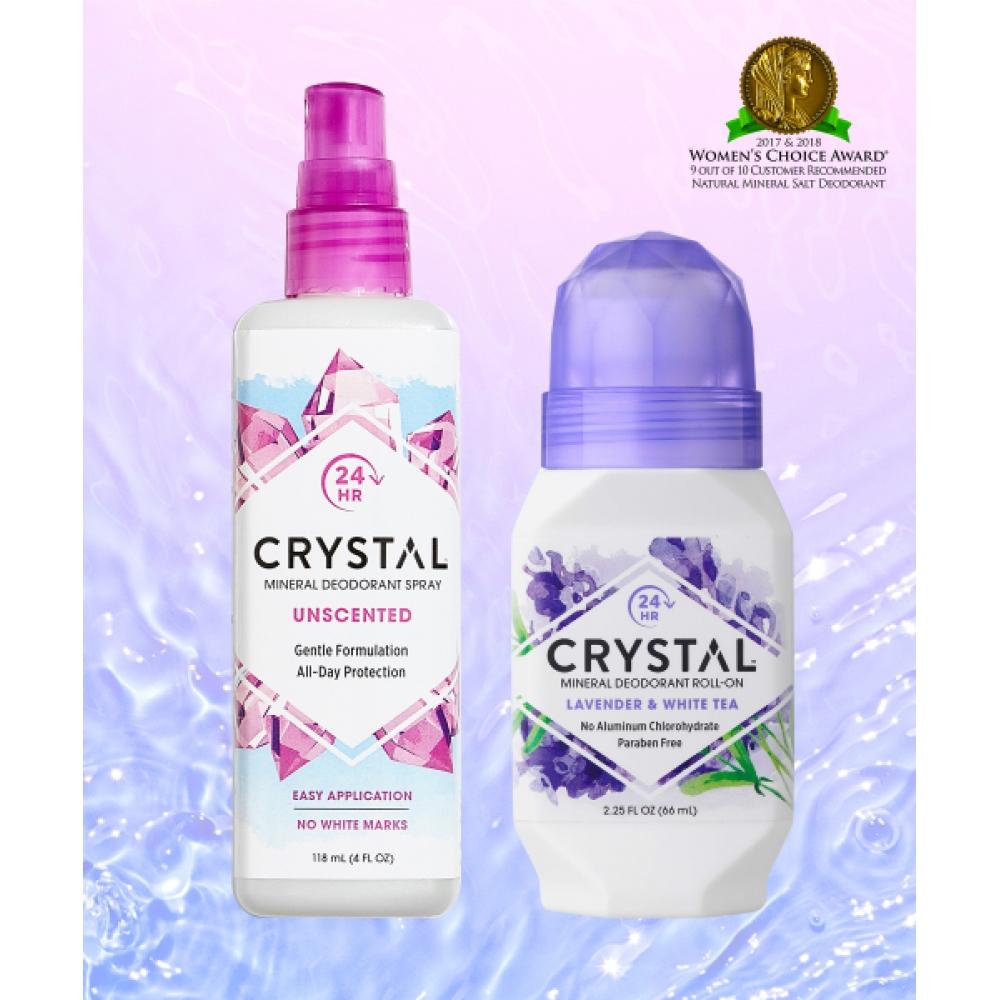 Crystal Crystal Deodorant Unscented Spray Lavender Roll On Set Of 2 NONE