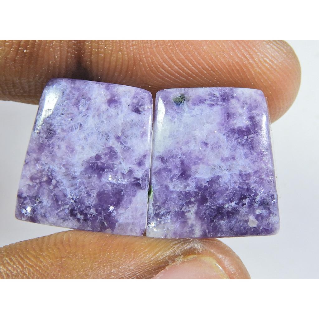 17Cts.NATURAL LAPIDOLITE MATCHED PAIR FANCY CABOCHON LOOSE GEMSTONE14X16X3MM SK-347