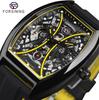2023 New Square Forsining Men's Fashion Motorcycle Street Tide Men's Hollow Automatic Mechanical Watch Montre Homme