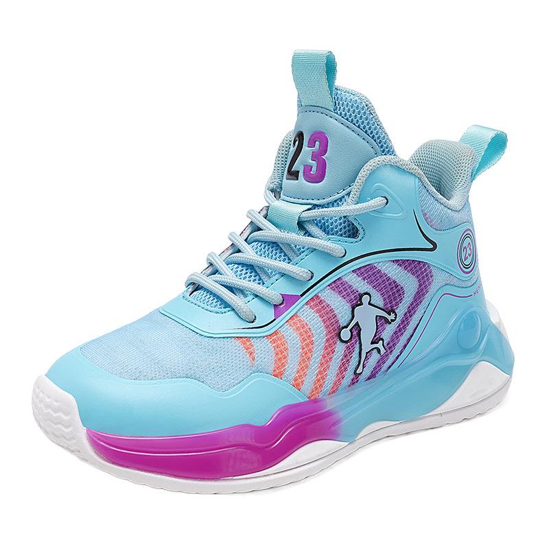 Middle-aged and Older Children and Boys Squeak Professional Combat Breathable Training Shoes Children's Physical Basketball Shoes Sports Shoes Ring