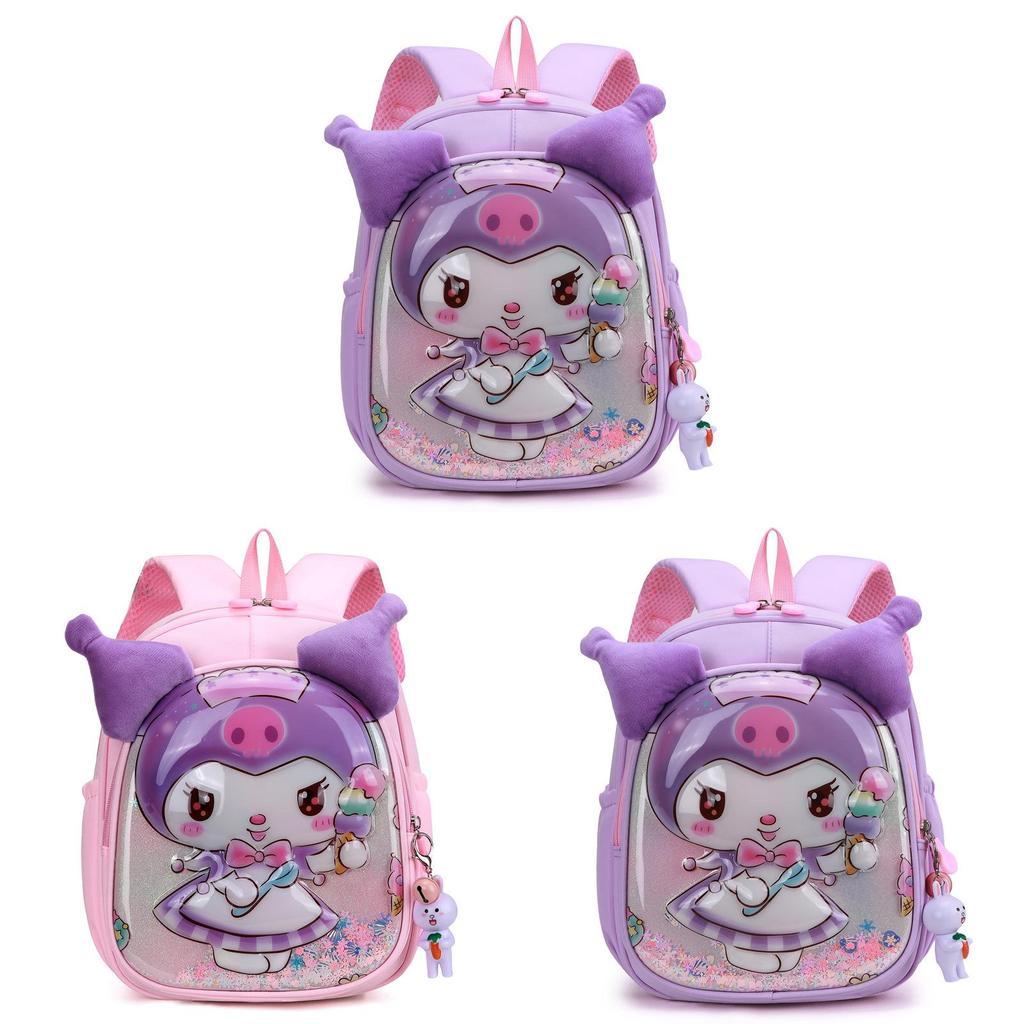 Cartoon Girl Kuromi Backpack With Ergonomic Shoulder Straps For School Use