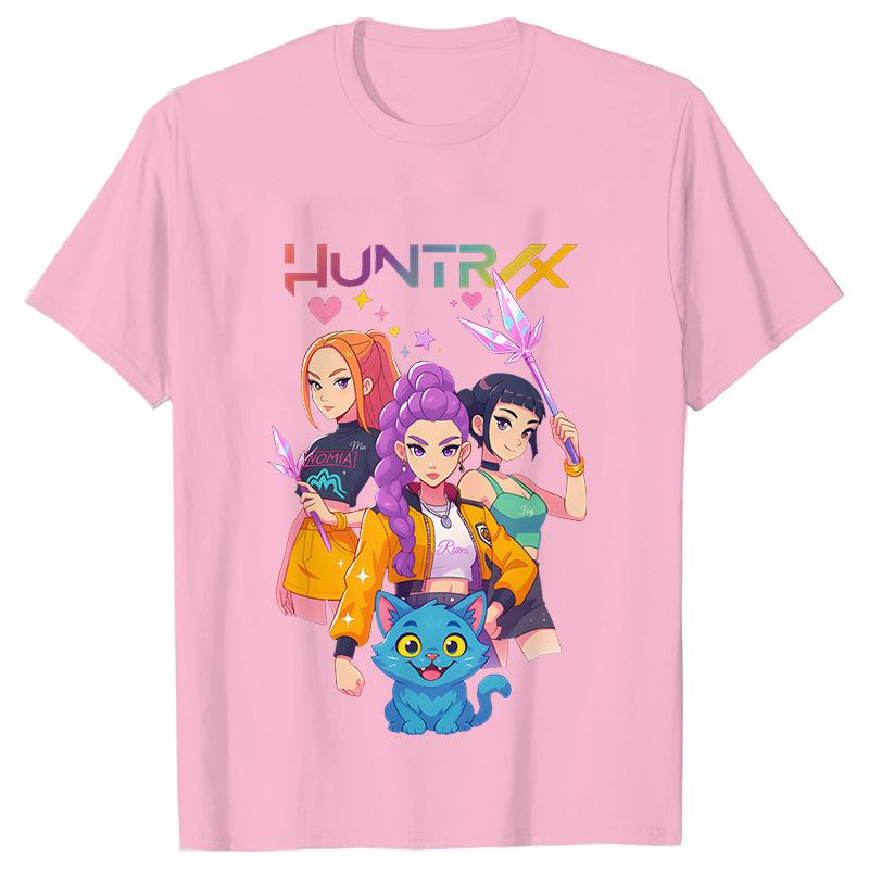 Kpop Demon Hunters Cartoon T-shirt for Chrildren  O-neck T-shirts 2025 Hot Movies Same Tshirts Fans Gifts Y2K High Street Tops