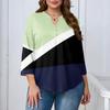 Women's Plus Size Fashionable Casual Loose Fit Three Quarter Sleeve Elegant Button Up V Neck Top