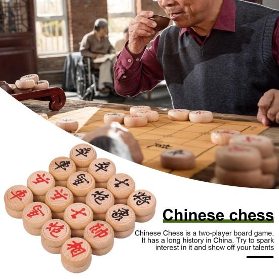 1 Set Wooden Chinese Chess with Plastic Paper Chessboard Travel Traditional Chinese Xiangqi Chess Pieces Strategy Board Game Teens Adults Gift