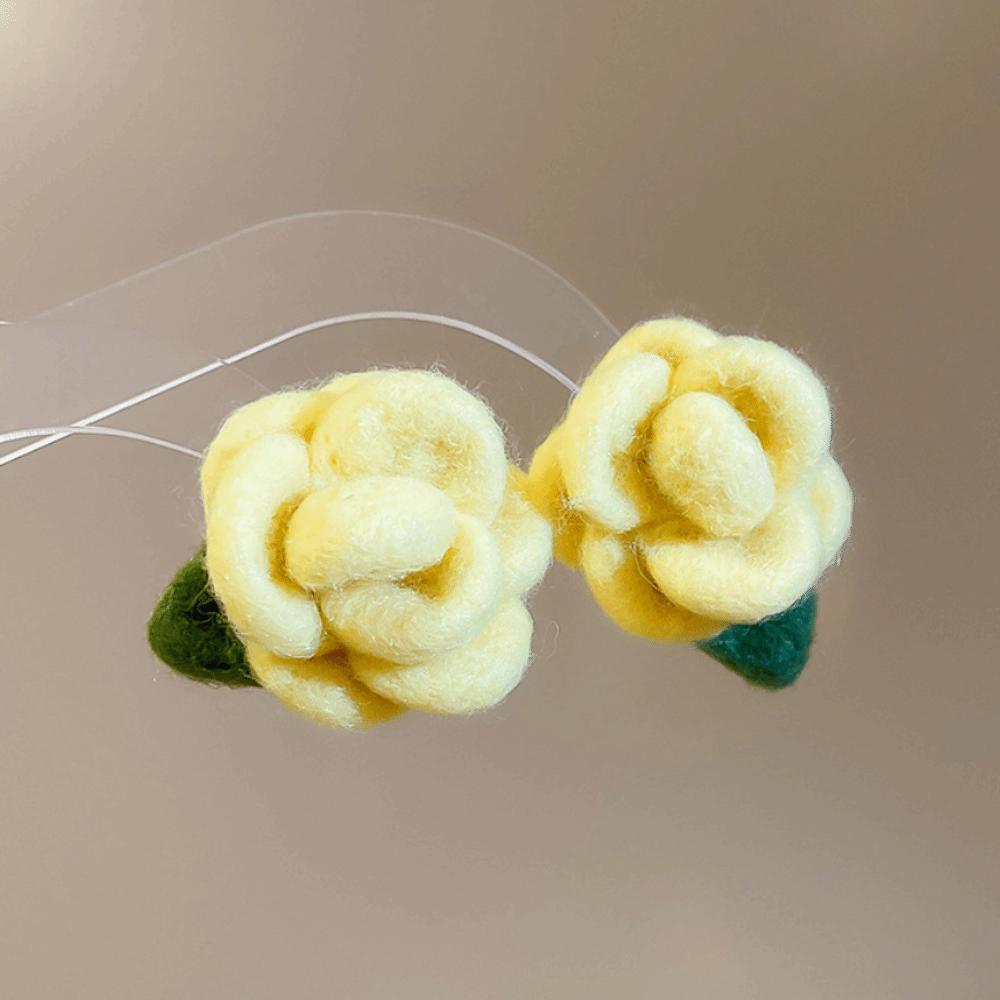 

Тканевые серьги-пусеты с цветочным узором из шелковой нити, серьги-лепестки для личности, летний пляж жёлтый