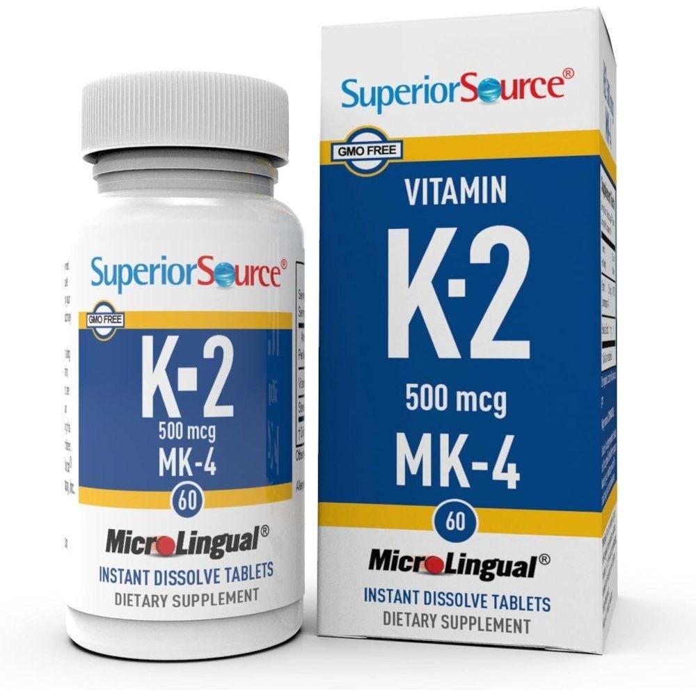 Vitamin K2 Superior Source Vitamin K2 MK4 500mcg Sublingual Tablets 60 Capsules 1 Pcs