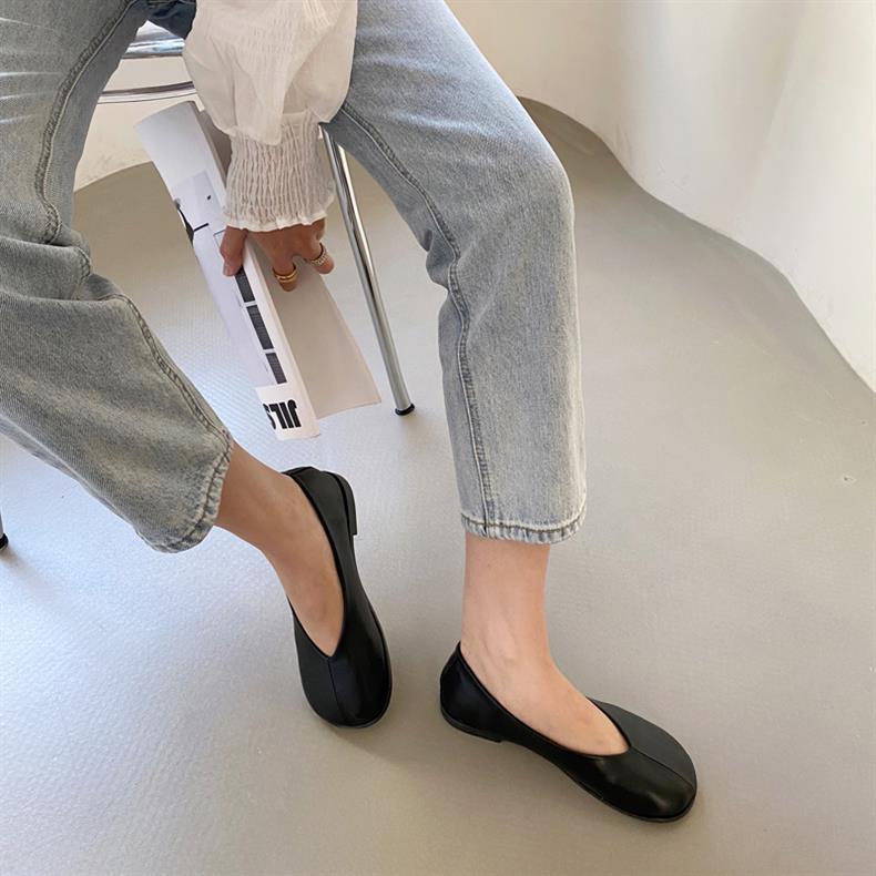 IPPEUM Women Mary Janes Shoes Ballet Flats Black 2025 New Soft Women Leather Ballerina Shoes