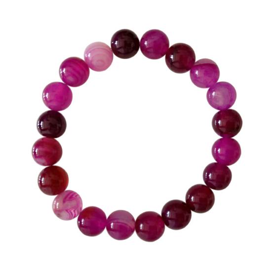 Bracciale da donna con perline in finta agata, catena rotonda, gioielli per amici