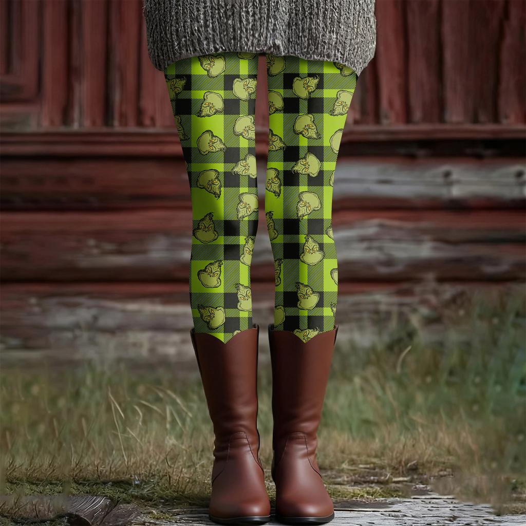 Women's Casual Fashion Outdoor Christmas Printed Slim Elastic Yoga Pants Cropped Pants