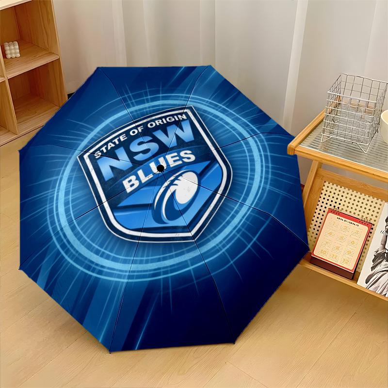 NSW Blues Print Auto 8?Ribs Folding Umbrella Wind Resistant Lightweight Automatic Umbrella For Daily Travel