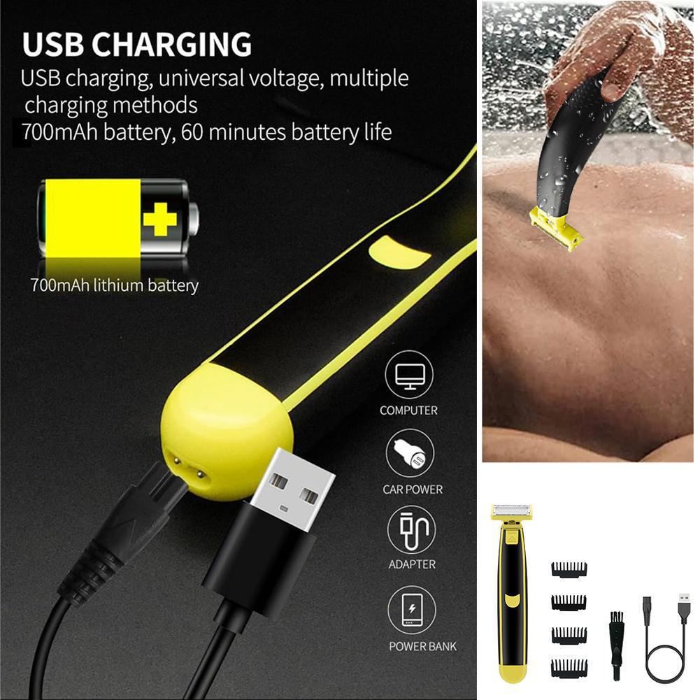 USB Rechargeable Men's Wet/Dry Electric Body Shaver - Full Body Washable