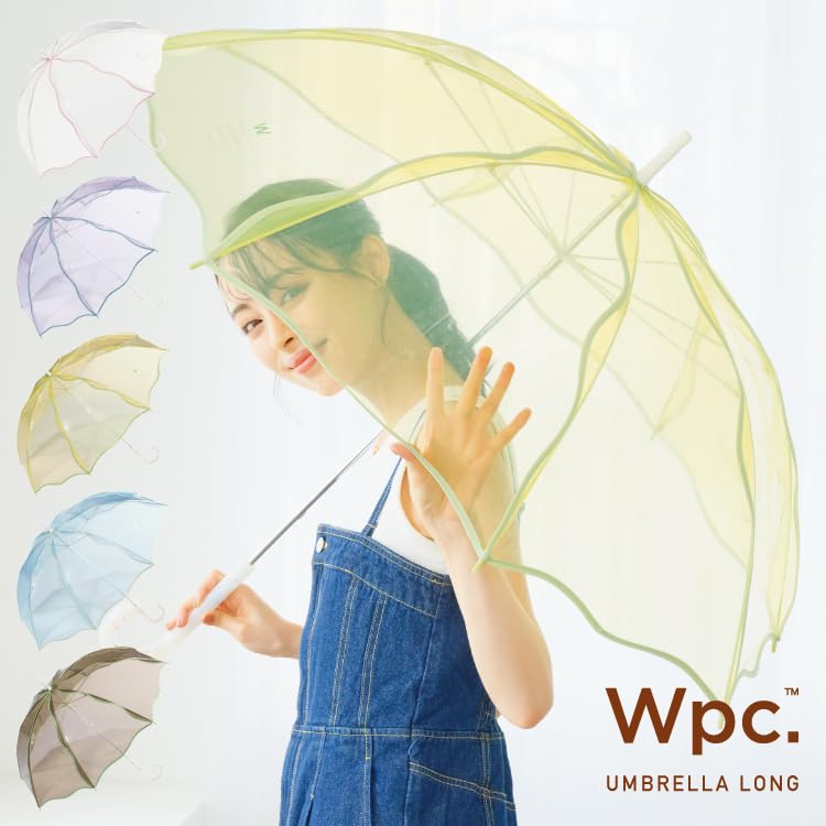 Wpc. Vinyl Umbrella Wavy Off Long Rain Parent Bone 60cm Large Commuting School Travel Stylish Cute Womens Ladies Eye-catching Korean Storage Pouch