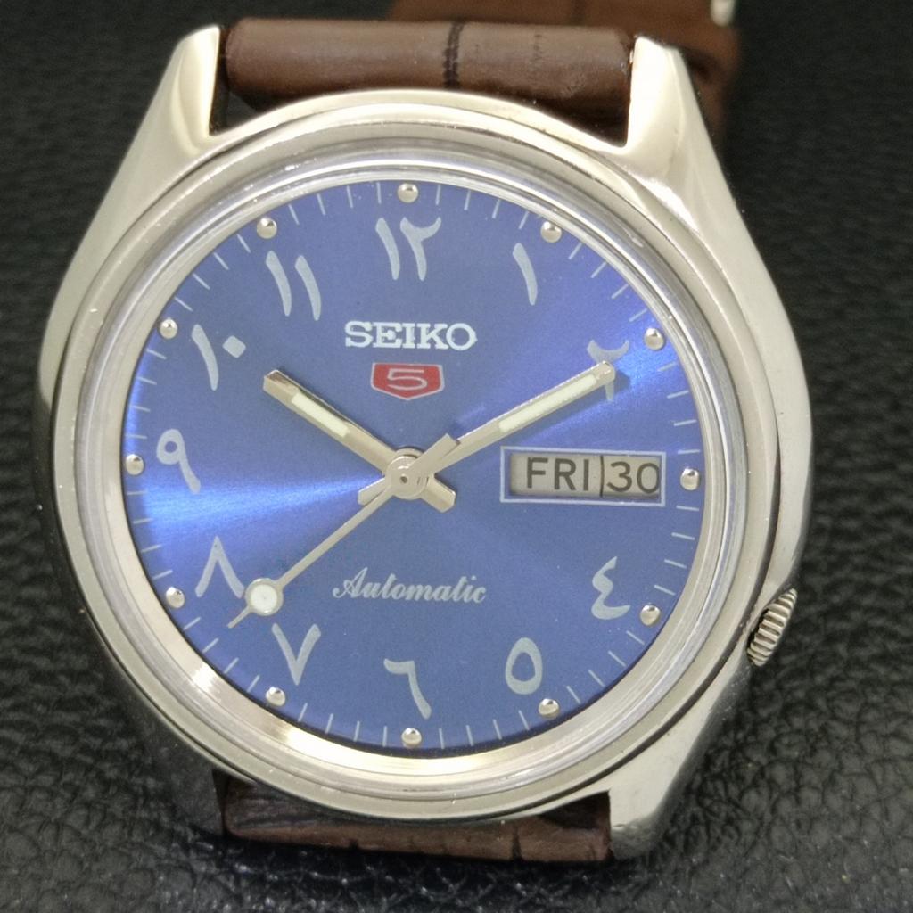 SEIKO 5 AUTOMATIC 7009A VINTAGE JAPAN MENS ARABIC BLUE DIAL WATCH a701667-5 R206c-a701667