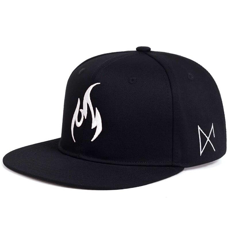 

Unisex Flame Embroidery Hip-Hop Hats Outdoor Adjustable Casual Baseball Caps Sunscreen Hat