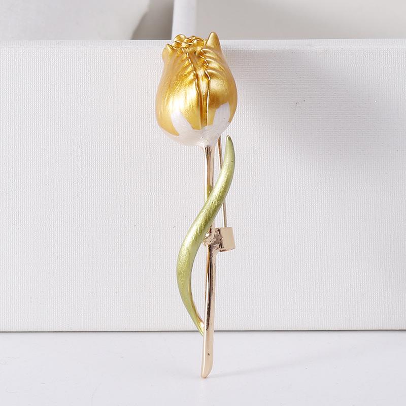 Enamel Tulip Brooches For Women Flower Wedding Office Party Brooch Pins Gift