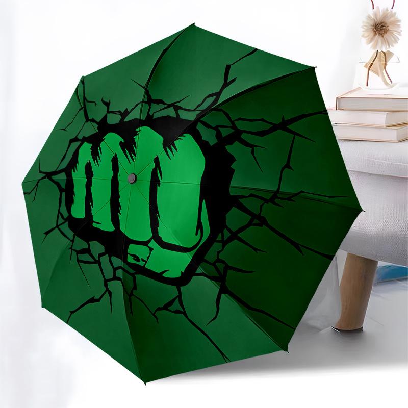 Hulk Fist Green Circle Wall Sticker Decal Decor Art Vinyl Home Room Mural Large Umbrella, Cute Umbrella with Cute Design, Portable 3-Fold Compact Umbr