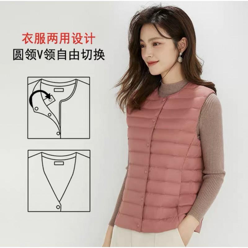 Dámská lehká péřová vesta Slim Fit Vnitřní vrstva Krátká péřová vesta Bílá kachna 50g náplň