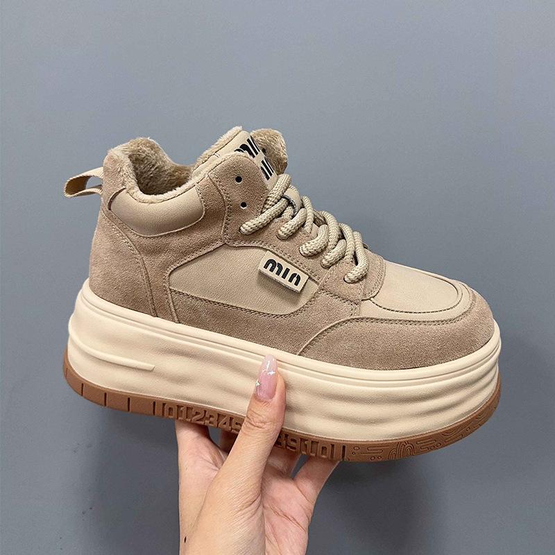Women's shoes leather spring women's 2025 spring new versatile comfortable small inner height increase women's shoes casual shoes board shoes