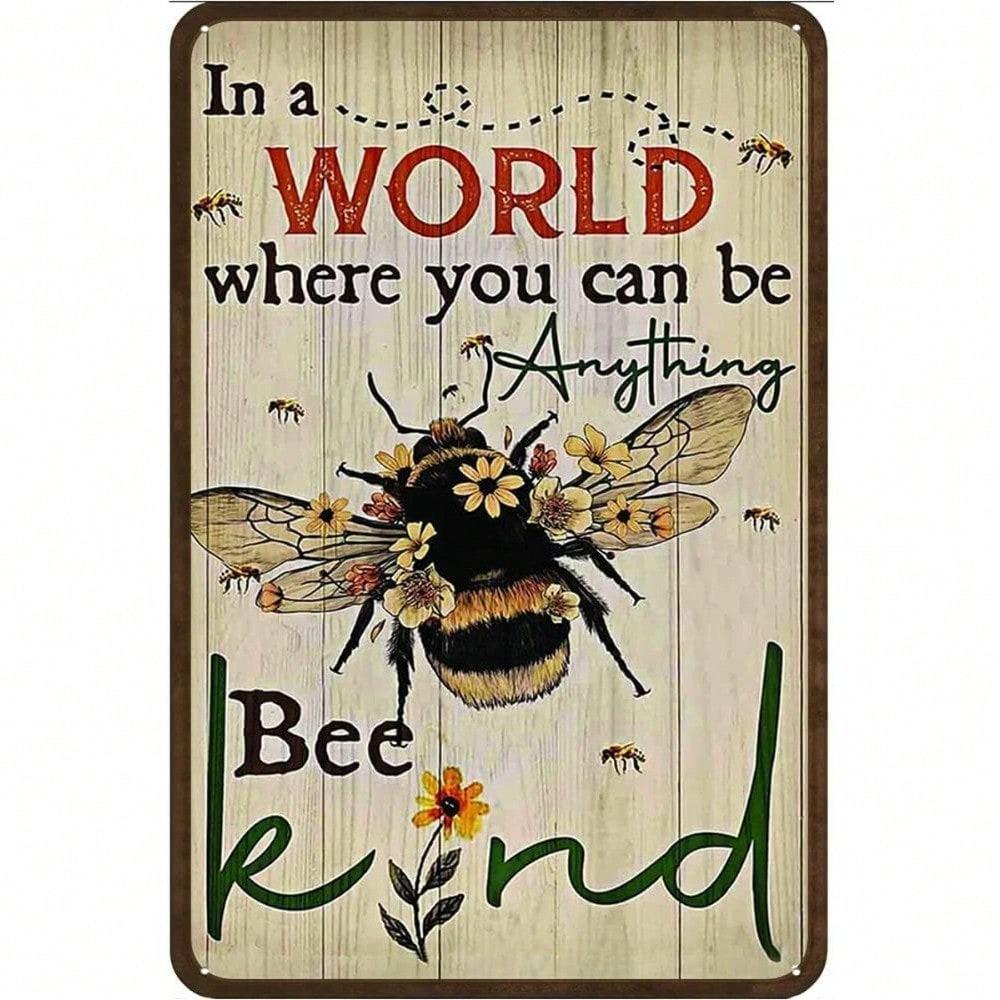 Vintage Bee Honeycomb Tin Sign Wall Decor Gift