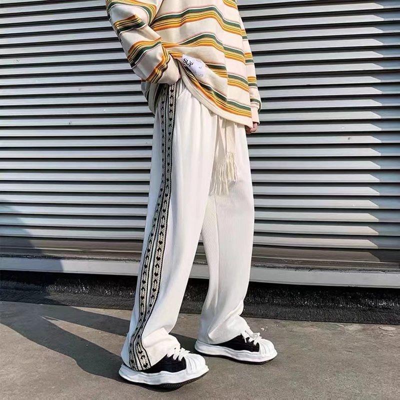 

Темные спортивные штаны мужские трендовые свободные спортивные и досуговые прямые широкие брюки Guochao в стиле хип-хоп 3XL белый