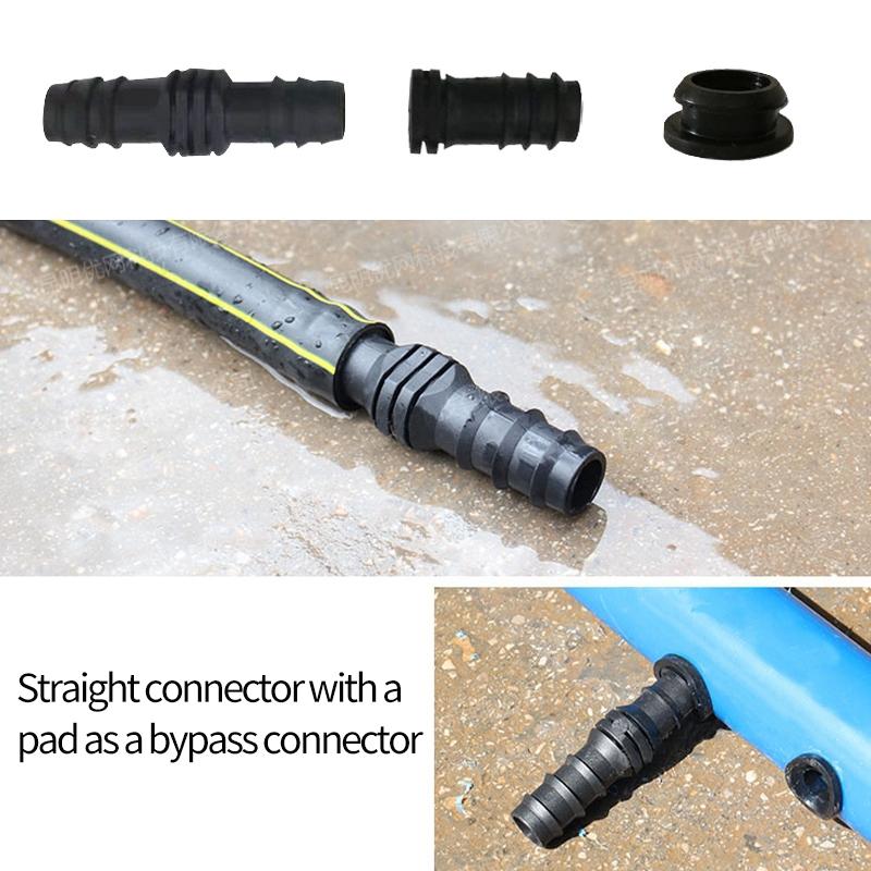10pcs 16mm Garden Irrigation Tubing Fitting Tube Tee Elbow Equal Barb Connector Repair Connector End Plug Micro Drip Adapte