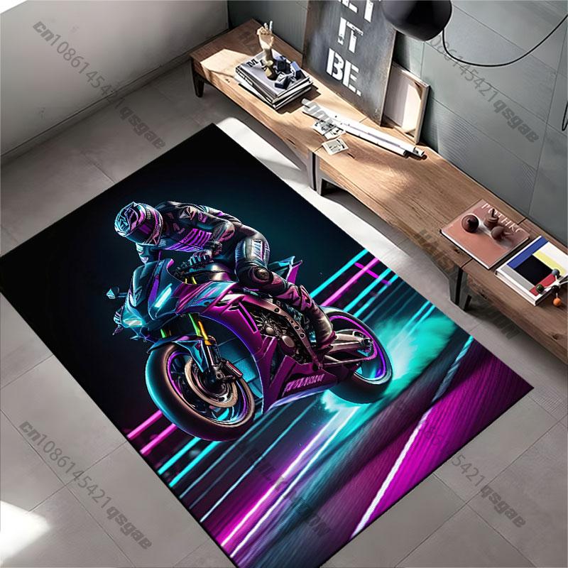 Futuristic motorcycle performing stunts carpet Yoga living room room decor children's crawling mat doormat area rug