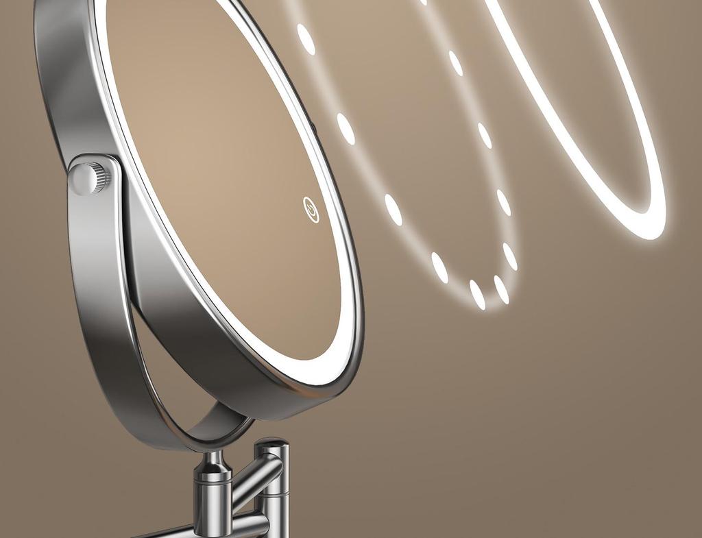 Wall-Mounted Foldable Vanity Mirror with Lights (Double-Sided, Punch-Free Installation) for Bathroom.