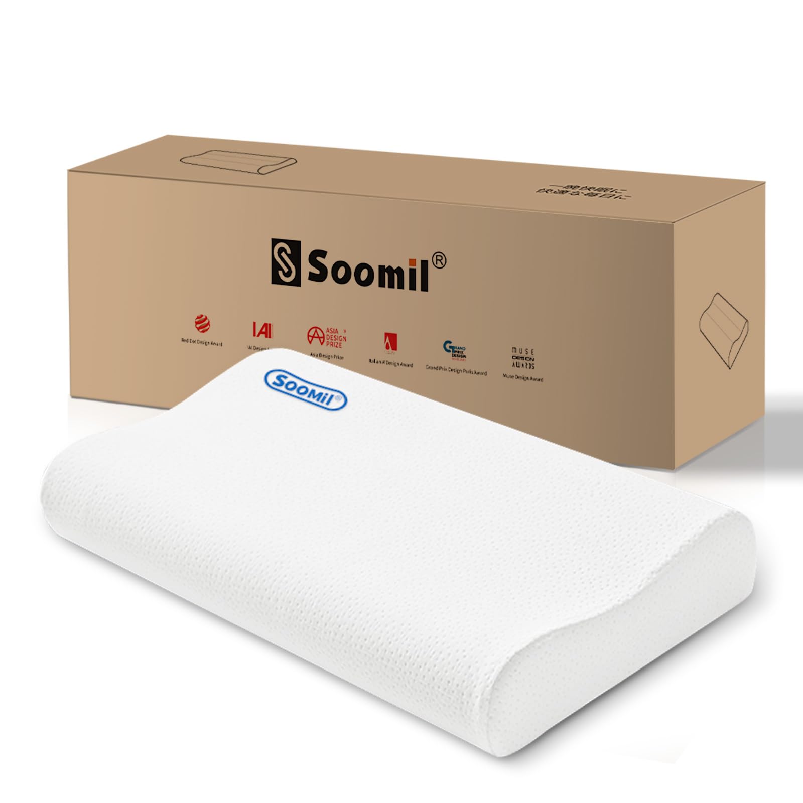 

Soomil Supervised by Sleep Relieves Neck Memory Foam Sleep Pillow for Side and Back Fits Neck and Two Height Stretch Neck Supports Head and Stabilizes