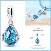 Copper Blue Series Charms Bead Inlaid Zirconium Heart Moon Palm Eye Pendant Fit Bangle Bracelet Diy Jewelry Marking