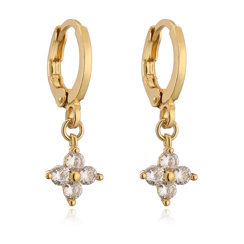HECHENG, Small Pendant Earrings Shell Flower Sports Sweet and Cute Women's Zircon Party Earrings 1 Pair