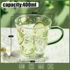 400ml Vintage Floral Glass Mug with Handle, Heat-Resistant Borosilicate Coffee Cup, Korean Style Drinkware for Tea, Latte, Juice