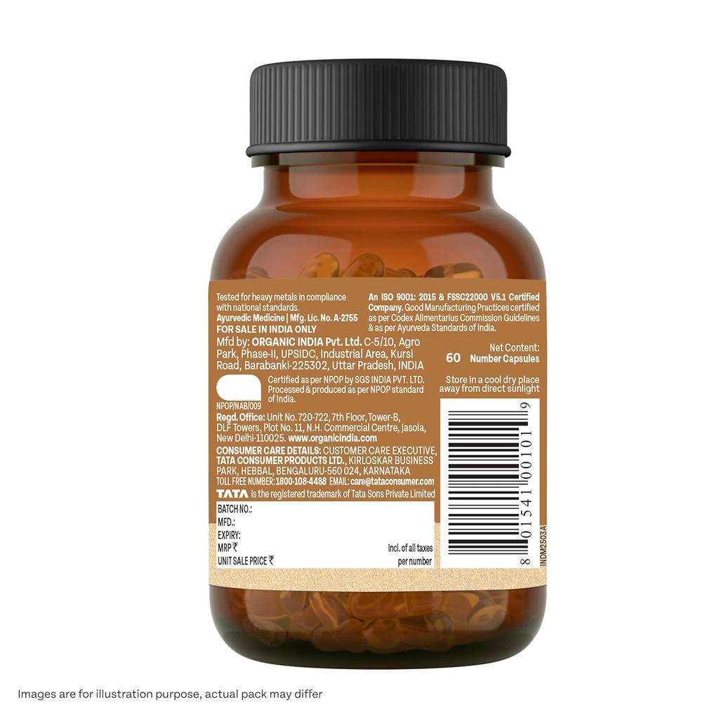 ORGANIC INDIA Ashwagandha Capsules 60 Veg Caps Boost Energy Stamina Support Vitality Stress Relief