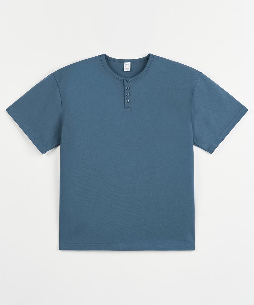 TOFFEE [2Pack] Slim Crop Henley Neck Half T-Shirt (Type B)
