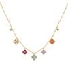 925 Silver Lucky Clover Four-Leaf Pendant Necklace for Women Colorful Flower Clavicle Chain Fine Jewelry Gifts
