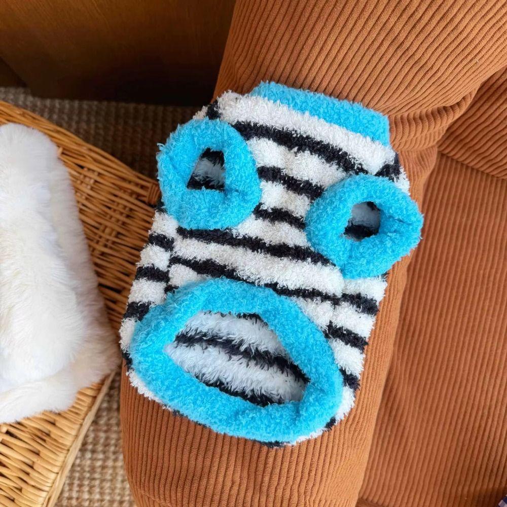 Fleece Lining Pet Warm Vest Striped Cat Winter Coat Ozy Sleeveless Puppy Outfit  Indoor Warmth
