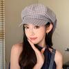 Korean Style Plaid Beret Big Head Circumference Spring Painter Cap  Summer