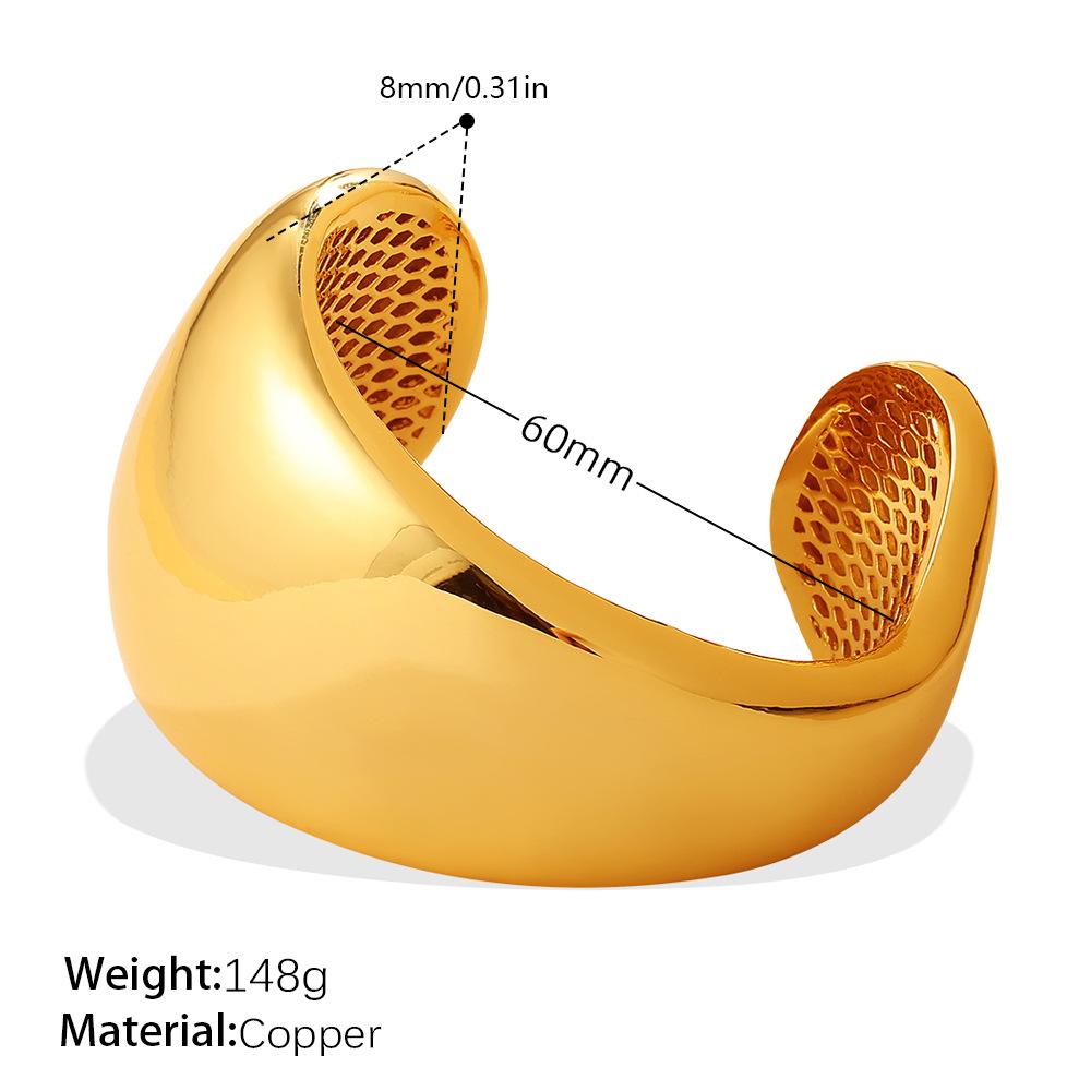 Niche Trend Gold Wide-faced Bracelet, Copper-plated Fashion Personalized Heavy Industry Opening Bracelet